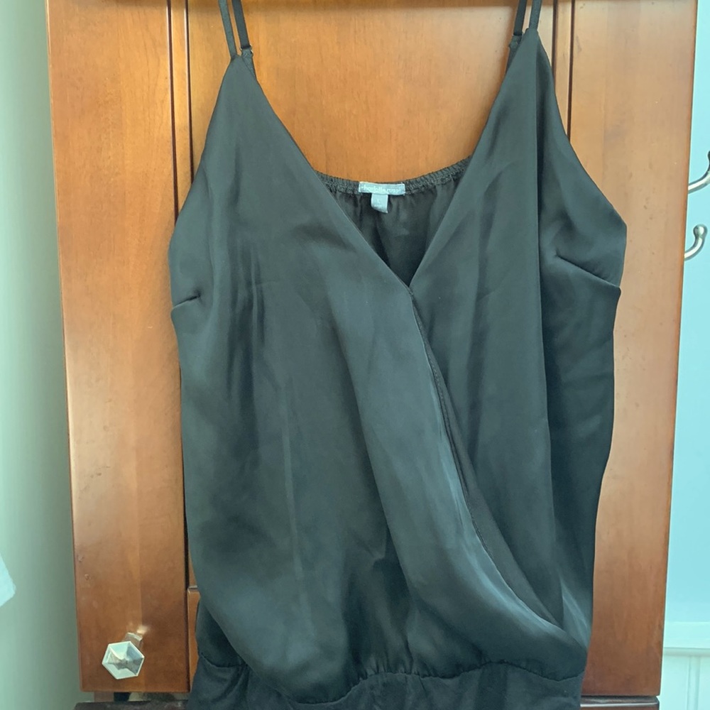 Black front sleeveless cross over body suit